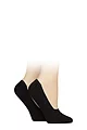 Women's 2 Pair Elle Bamboo Seamless Shoe liners with Silicone Heel Grips - Black