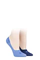 Women's 2 Pair Elle Bamboo Seamless Shoe liners with Silicone Heel Grips - Gingham Blue