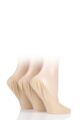 Ladies 3 Pair Elle Tootsie Shoe Liners - Natural