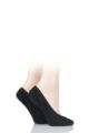 Ladies 2 Pair Elle Cotton Shoe Liner Socks with Padding - Black