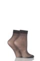 Ladies 2 Pair Elle 15 Denier Ankle Highs With Comfort Cuff - Barely Black