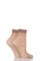 Ladies 2 Pair Elle 15 Denier Ankle Highs With Comfort Cuff - New Dusky