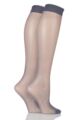Ladies 2 Pair Elle 15 Denier Knee Highs With Comfort Cuff - French Grey
