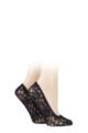 Ladies 2 Pair Elle Lace Shoe Liners - Black Lace