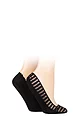 Women's 2 Pair Elle Sheer Stripe and Scallop Edge Shoe Liners - Black
