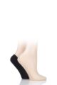 Ladies 2 Pair Elle Smooth Nylon Shoe Liners - Black & Natural