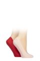 Ladies 2 Pair Elle Smooth Nylon Shoe Liners - Pink / Red