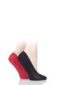 Ladies 2 Pair Elle Smooth Nylon Shoe Liners - Red / Black
