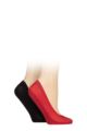 Ladies 2 Pair Elle Smooth Nylon Shoe Liners - Red / Black
