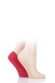 Ladies 2 Pair Elle Smooth Nylon Shoe Liners - Red / Natural