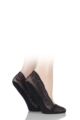Ladies 2 Pair Elle Lace Shoe Liner Socks with Grip - Black