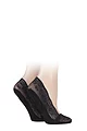 Women's 2 Pair Elle Lace Shoe Liner Socks with Grip - Black