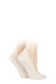 Ladies 2 Pair Elle Lace Shoe Liner Socks with Grip - Cream