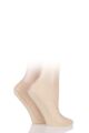 Ladies 2 Pair Elle Lace Shoe Liner Socks with Grip - Natural