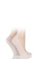 Ladies 2 Pair Elle Lace Shoe Liner Socks with Grip - Pink / Cream