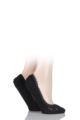 Ladies 2 Pair Elle Lacy and Plain Fashion Shoe Liners - Black