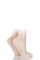 Ladies 2 Pair Elle Lacy and Plain Fashion Shoe Liners - Natural