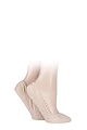 Women's 2 Pair Elle Lacy and Plain Fashion Shoe Liners - Natural
