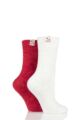 Ladies 2 Pair Elle Chenille Leisure Socks - Cranberry