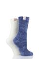 Ladies 2 Pair Elle Chenille Leisure Socks - Vista Blue