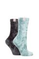 Ladies 2 Pair Elle Chenille Leisure Socks - Grey Mist