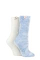 Ladies 2 Pair Elle Chenille Leisure Socks - Kentucky Blue