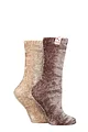 Women's 2 Pair Elle Chenille Leisure Socks - Moss / Gold