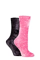 Women's 2 Pair Elle Chenille Leisure Socks - Rose / Charcoal