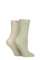 Women's 2 Pair Elle Cosy Bed & Slipper Socks - Forager