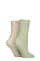Women's 2 Pair Elle Cosy Bed & Slipper Socks - Forager