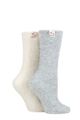Ladies 2 Pair Elle Cosy Bed & Slipper Socks - Grey Mist