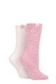 Ladies 2 Pair Elle Cosy Bed & Slipper Socks - Shrinking Violet