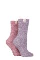 Ladies 2 Pair Elle Cosy Bed & Slipper Socks - Royal Purple