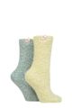 Ladies 2 Pair Elle Cosy Bed & Slipper Socks - Autumn Apple