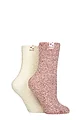 Women's 2 Pair Elle Cosy Bed & Slipper Socks - Cinnamon