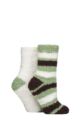 Women's 2 Pair Elle Fluffy and Cosy Blissful Bed Time Socks - Forager