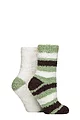 Women's 2 Pair Elle Fluffy and Cosy Blissful Bed Time Socks - Forager