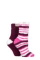 Ladies 2 Pair Elle Fluffy and Cosy Blissful Bed Time Socks - Azalea