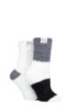Ladies 2 Pair Elle Fluffy and Cosy Blissful Bed Time Socks - Luna Grey Broad