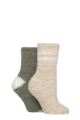 Women's 2 Pair Elle Fluffy and Cosy Blissful Bed Time Socks - Classic Beige
