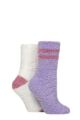 Women's 2 Pair Elle Fluffy and Cosy Blissful Bed Time Socks - Soft Pastel