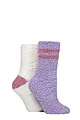 Women's 2 Pair Elle Fluffy and Cosy Blissful Bed Time Socks - Soft Pastel