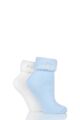 Ladies 2 Pair Elle Original Cosy Bed Socks - Baby Blue / Cream