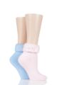 Ladies 2 Pair Elle Original Cosy Bed Socks - Pink & Blue