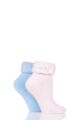 Ladies 2 Pair Elle Original Cosy Bed Socks - Pink & Blue
