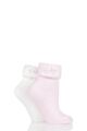 Ladies 2 Pair Elle Original Cosy Bed Socks - Pink / Cream