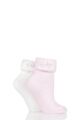 Ladies 2 Pair Elle Original Cosy Bed Socks - Pink / Cream