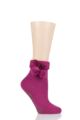 Ladies 1 Pair Elle Wool Mix Slipper Socks with Pompoms - Winter Berry