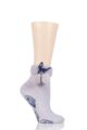Ladies 1 Pair Elle Wool Mix Slipper Socks with Pompoms - Mink