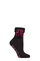Women's 1 Pair Elle Wool Mix Slipper Socks with Pompoms - Black / Purples